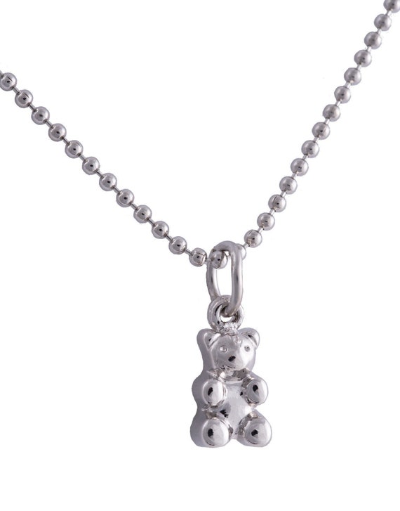 Small Silver Teddy Bear Charm Necklace Silver Gummy Bear Charm Necklace Bear  Charms - Etsy