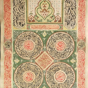 Antique ottoman handwritten manuscript islamic calligraphy panel inscribed with Quran verses  19th C