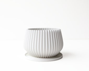 Tokyo Grooved Planter in Matte White - 5/6/7/8/10/12 inches