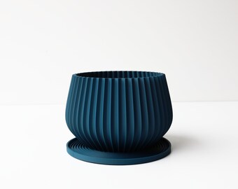 Tokyo Grooved Planter in Matte Blue - 5/6/7/8/10/12 inches