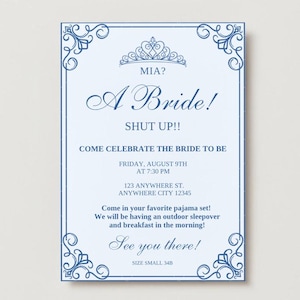 Princess Diaries Theme Bachelorette Party Invitation