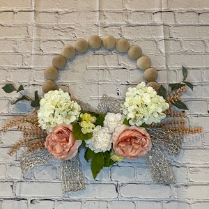 Wood bead wreath