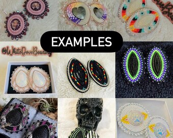 Custom beaded earrings with cab centers