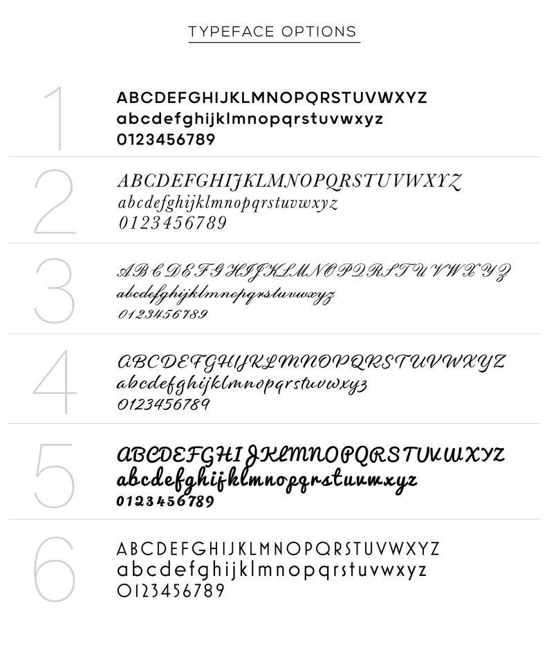 Font choice options for custom engraving