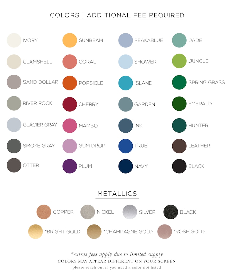 Custom color chart list
