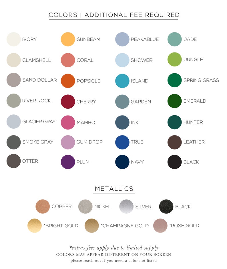 Custom color chart list