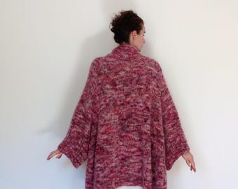 Melange pink kimono cardigan in pure alpaca