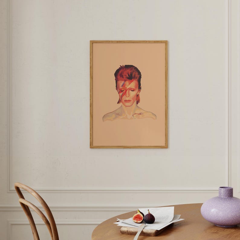 David Bowie | Stardust | Digital Art Painting | A5 A4 A3 A2 | Music Print | Lyrics Print | Indie Art | Gig Poster Orange