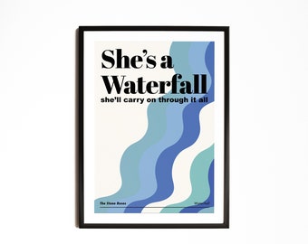 Der Stein Rosen | Wasserfall | Musik Druck | Songtext Print | A5 A4 A3 | Ungerahmte Indie Art | Gig Poster