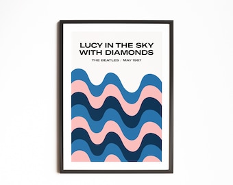 The Beatles | Lucy In The Sky With Diamonds  | A5 A4 A3 A2 | Music Print | Lyrics Print | Indie Art | Gig Poster