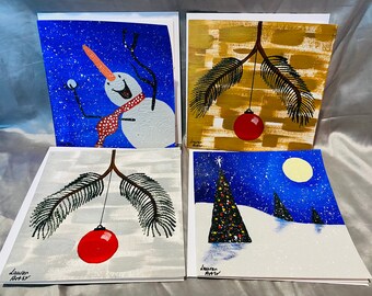 Hand painted christmas cards | Etsy