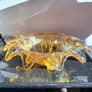 Vintage amber glass waterfall bowl