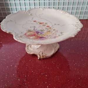 VENTE ! Ancienne assiette allemande Franz Anton Mehlem, présentoir à gâteaux Royal Bonn très rare en or et fleurs