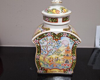 Vintage Sadler The World of Tea Collection China Tea Tea Caddy Jar 17cm tall