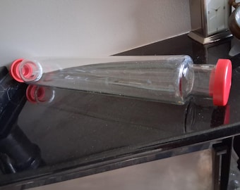 Vintage Glass Rolling Pin 60’s with Red Caps for Pastry Fill Iced Water