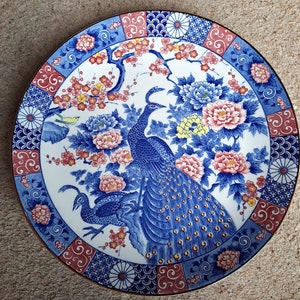 large ceramic oriental design platter serving plate no makers mark
