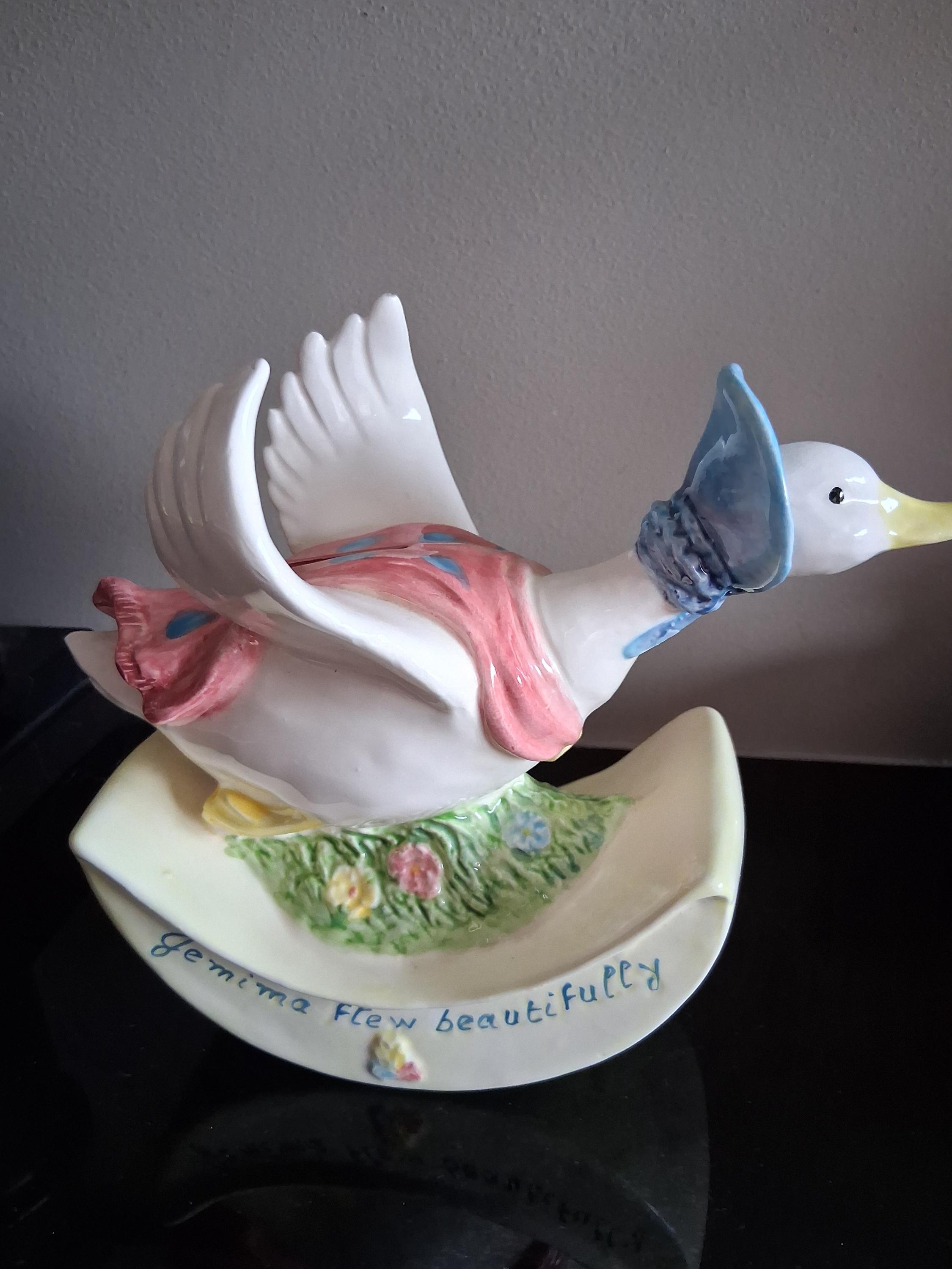 希少　まめゴマ　陶器製　貯金箱　植木鉢 ビアトリクス・ポター ジェミマ・パドル・ダック 陶器製貯金箱