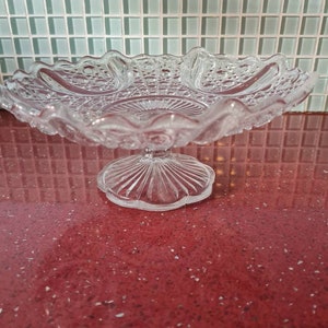 small Vintage glass cake stand