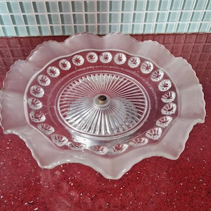 Lovely vintage glass cake stand with chrome stand