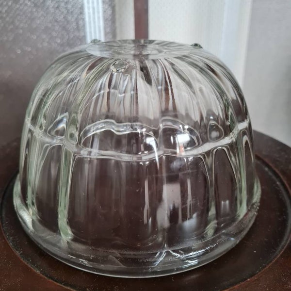 round vintage glass jelly mould