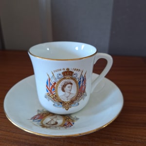 vintage bone china commemorative mug Queen Elizabeth coronation 1953