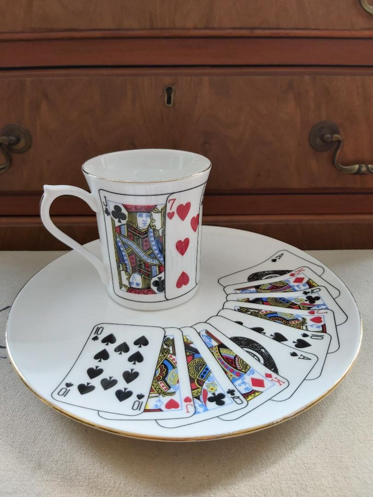 Queens China Playing Card Cup & Saucer Tennis Set. Etsy