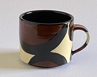 Handmade Ceramic Mug Brown Black Cream Designer Mug Coffee Cup Tea Cup Handmade Pottery Mug Stoneware Coffee Lover Gift for Friend