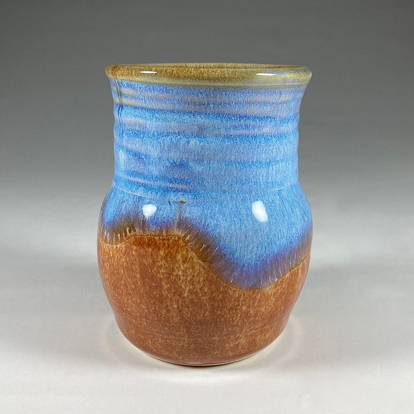 Small Vase, Handmade Pottery, Blue and Brown