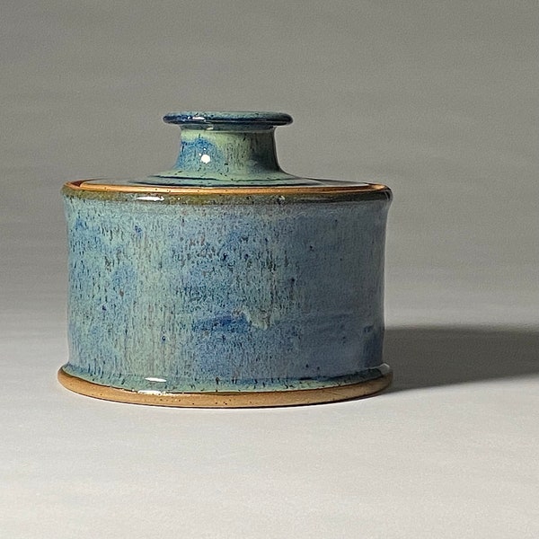 Blue Gray Green Ceramic Jar with Lid Stoneware Lidded Jar Handmade Pottery  Kitchen Canister Storage Container Rustic Cottage Core Gift Idea