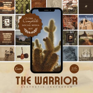 The Warrior Social Media Template Bundle, Spiritual Coach, Desert Mystic, Shamanic Journey, Earthy Spiritual Branding, Wellness Wisdom IG