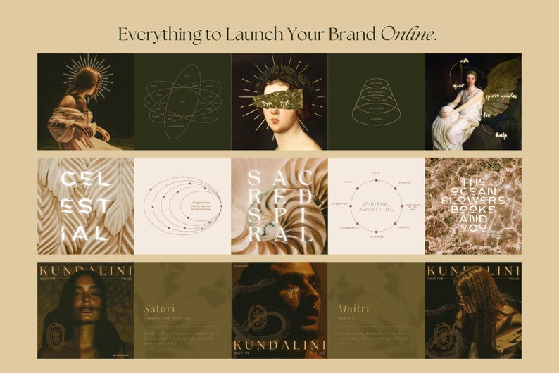Celestial Gold Spiritual Coach Social Media Template Bundle, Wellness Coach, Life Coach, Health & Wellness, Ethereal Instagram. Dark Moody image 16