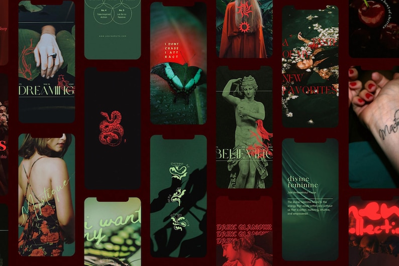 Customizable Canva templates designed to embody the essence of dark academia and underworld vibes.