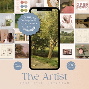 Coquette Aesthetic Canva Instagram Templates, Cottagecore Instagram, Pink Social Media Bundle, Pink Instagram, Artist Creative Branding Kit