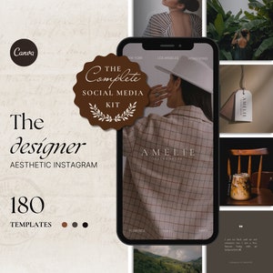 Old Money Aesthetic, Luxury Social Media Canva Templates, Deluxe Brown Social Media, Luxury Branding Kit, Modern Minimalist Instagram Bundle