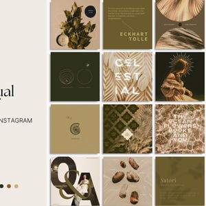 Celestial Gold Spiritual Coach Social Media Template Bundle, Wellness Coach, Life Coach, Health & Wellness, Ethereal Instagram. Dark Moody image 19