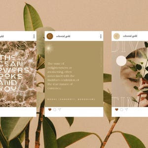 Celestial Gold Spiritual Coach Social Media Template Bundle, Wellness Coach, Life Coach, Health & Wellness, Ethereal Instagram. Dark Moody image 7