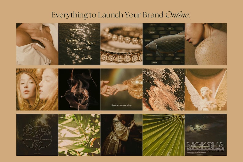 Celestial Gold Spiritual Coach Social Media Template Bundle, Wellness Coach, Life Coach, Health & Wellness, Ethereal Instagram. Dark Moody image 18
