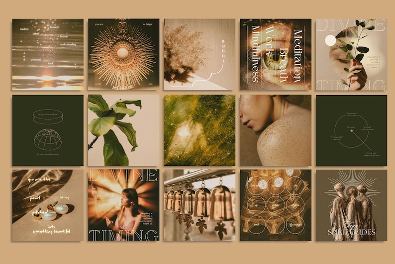 Craft campaigns that enchant with celestial gold accents and spiritual motifs. This bundle’s 200 templates are your key to captivating, luxurious visuals.