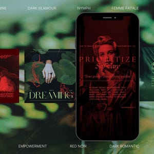 Channel your inner goddess with this dark mood aesthetic template bundle, perfect for a captivating feed.