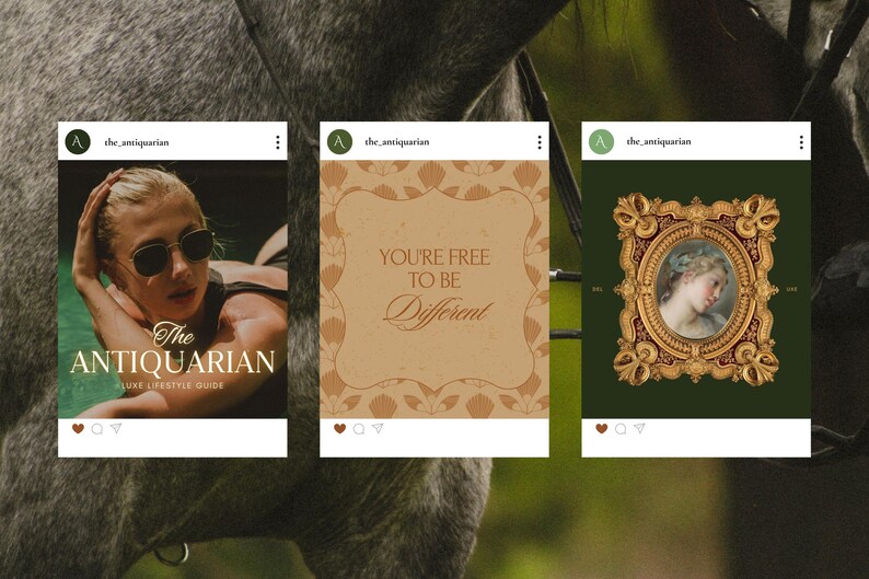Discover the art of timeless design with The Antiquarian. Crafted for intellectuals, lifestyle gurus, and vintage enthusiasts, this Canva bundle features 300 templates in a heritage green, nautical blue, and cream palette.