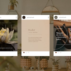 Enhance your brand's online presence with the versatile "Spiritual Coach" template bundle. Whether you're a small business owner or content creator, these designs will help you build a cohesive and professional Instagram profile.