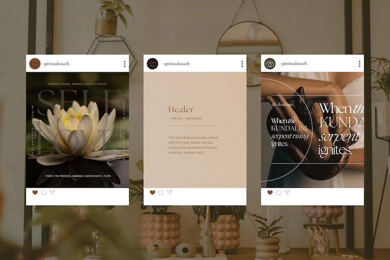 Enhance your brand's online presence with the versatile "Spiritual Coach" template bundle. Whether you're a small business owner or content creator, these designs will help you build a cohesive and professional Instagram profile.