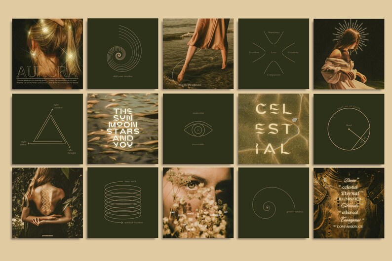 Step into a world of enchantment with 200 unique social media templates. Dark fantasy meets celestial gold for a look that’s as mystical as it is elegant.