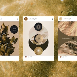 Celestial Gold Spiritual Coach Social Media Template Bundle, Wellness Coach, Life Coach, Health & Wellness, Ethereal Instagram. Dark Moody image 9