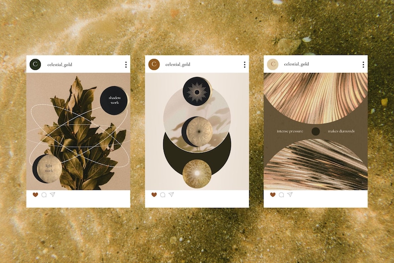 Celestial Gold Spiritual Coach Social Media Template Bundle, Wellness Coach, Life Coach, Health & Wellness, Ethereal Instagram. Dark Moody image 9