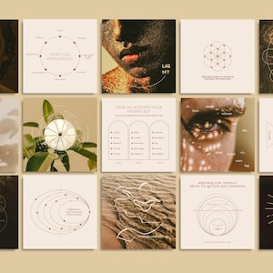 Perfect for creators, coaches, and entrepreneurs: 200 moody, mystical templates to transform your Instagram feed, Pinterest pins, or TikTok campaigns.