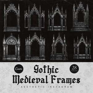 Marcos góticos medievales, estética Knightcore, fantasía oscura, romance, plata peltre, reliquias religiosas etéreas, bordes vintage ornamentados y sagrados.