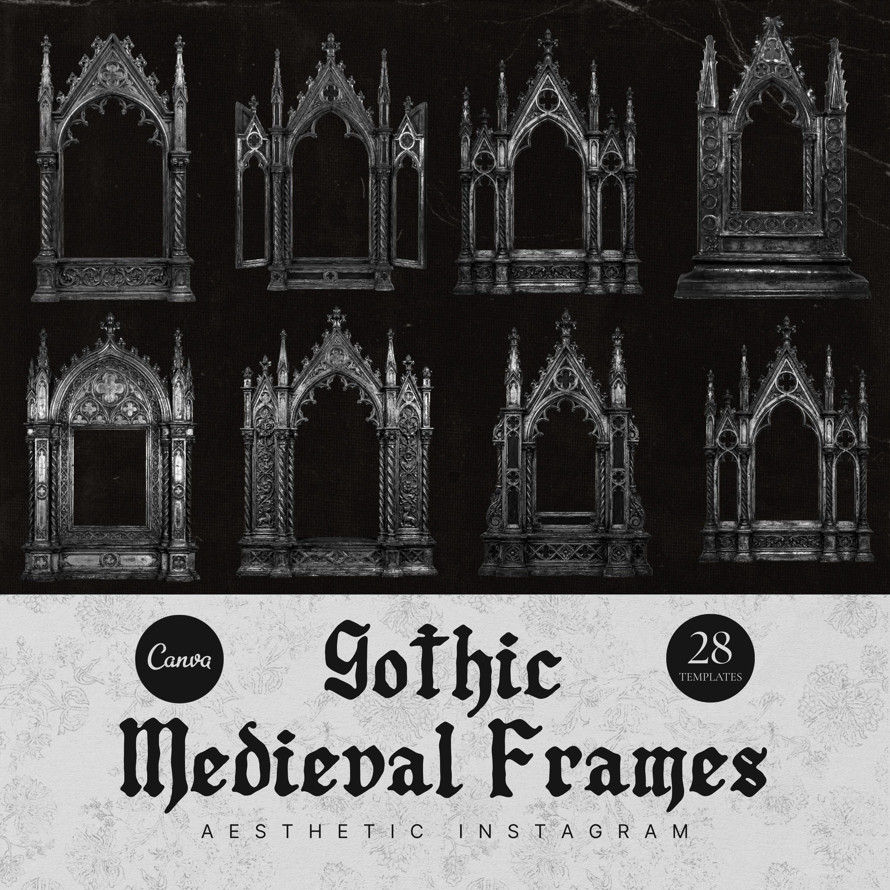 Gothic Medieval Frames, Knightcore Aesthetic, Dark Fantasy, Romantasy ...
