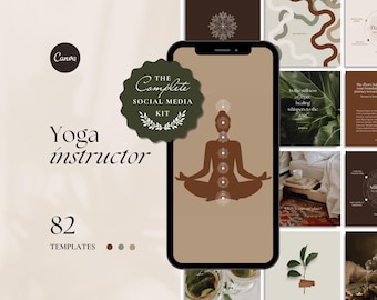 Yoga Social Media Templates, Canva Templates, Instagram Posts, Editable in Canva, Holistic Health, Yoga Studios, Wellness, Meditation