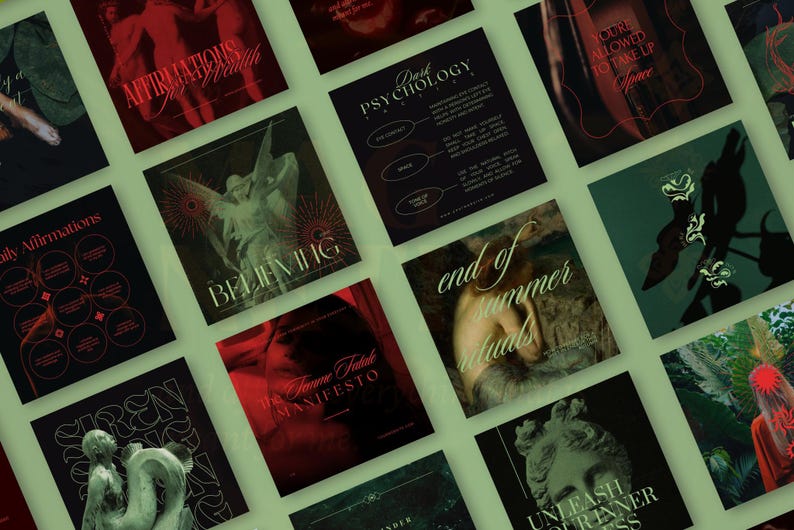 Embrace the mystique with templates perfect for shadow work, film noir themes, and deep storytelling.